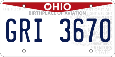 OH license plate GRI3670