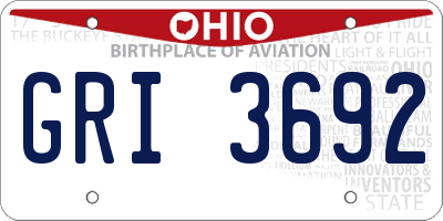 OH license plate GRI3692