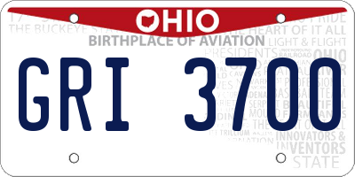 OH license plate GRI3700