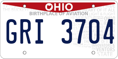 OH license plate GRI3704