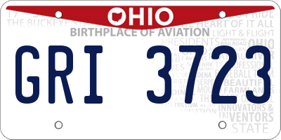 OH license plate GRI3723