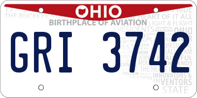 OH license plate GRI3742