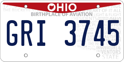 OH license plate GRI3745