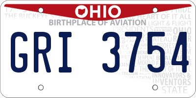 OH license plate GRI3754