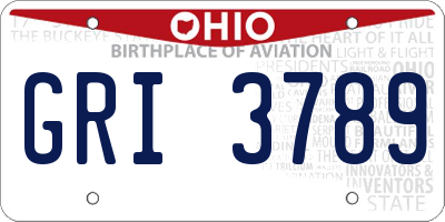 OH license plate GRI3789