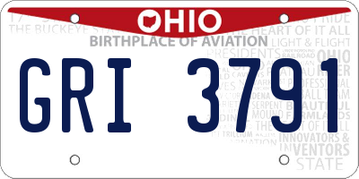 OH license plate GRI3791