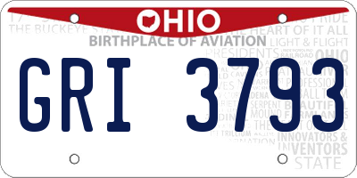 OH license plate GRI3793