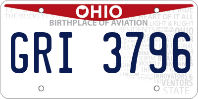 OH license plate GRI3796