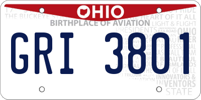 OH license plate GRI3801