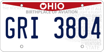 OH license plate GRI3804