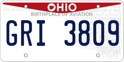 OH license plate GRI3809