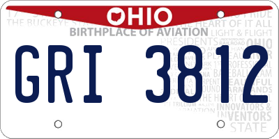 OH license plate GRI3812