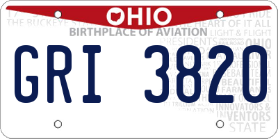 OH license plate GRI3820