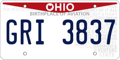 OH license plate GRI3837