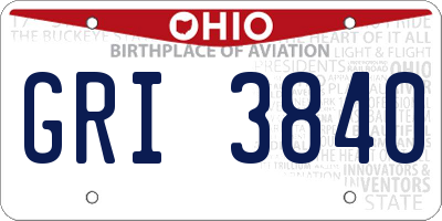 OH license plate GRI3840