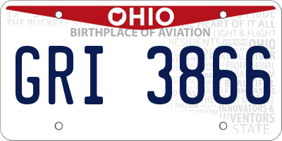 OH license plate GRI3866