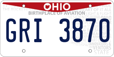 OH license plate GRI3870