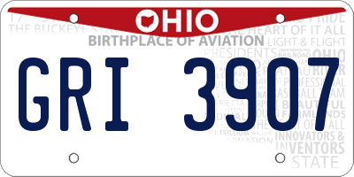 OH license plate GRI3907