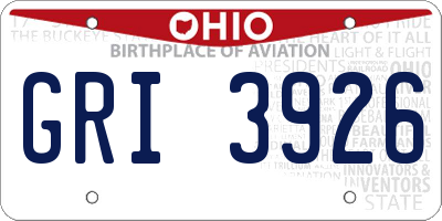 OH license plate GRI3926