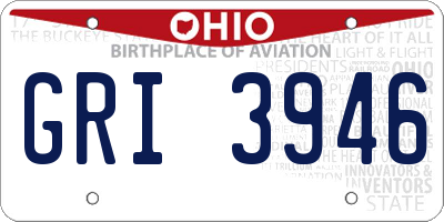 OH license plate GRI3946