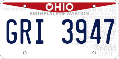 OH license plate GRI3947