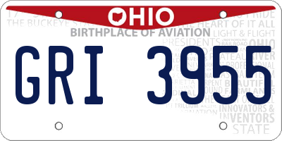OH license plate GRI3955