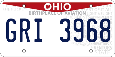 OH license plate GRI3968