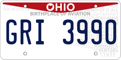 OH license plate GRI3990