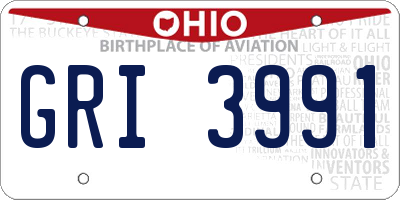 OH license plate GRI3991