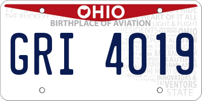 OH license plate GRI4019