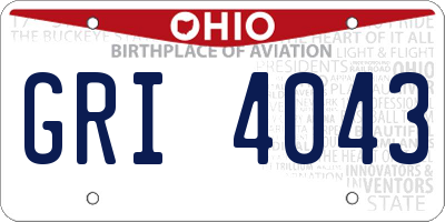 OH license plate GRI4043