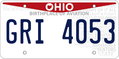 OH license plate GRI4053