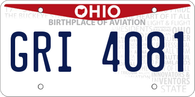OH license plate GRI4081