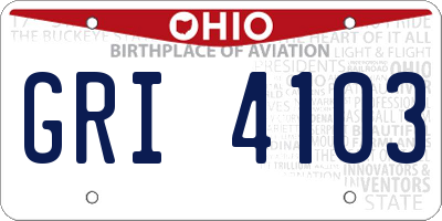 OH license plate GRI4103