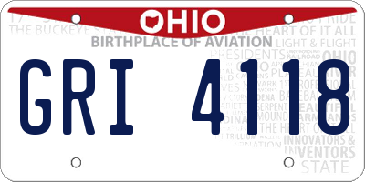 OH license plate GRI4118