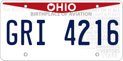 OH license plate GRI4216