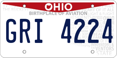 OH license plate GRI4224