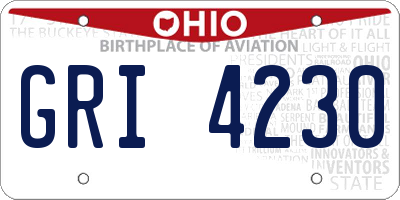 OH license plate GRI4230