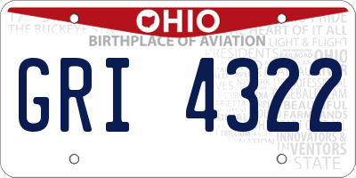 OH license plate GRI4322