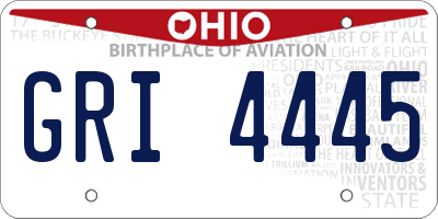 OH license plate GRI4445