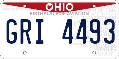 OH license plate GRI4493