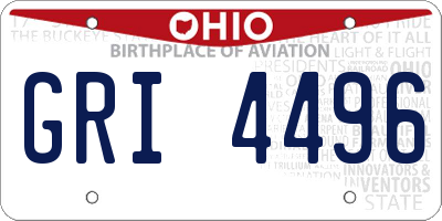 OH license plate GRI4496