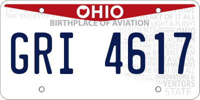 OH license plate GRI4617
