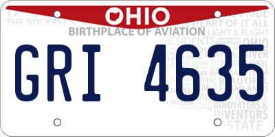 OH license plate GRI4635