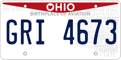OH license plate GRI4673