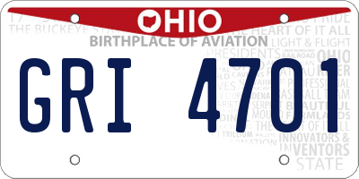 OH license plate GRI4701