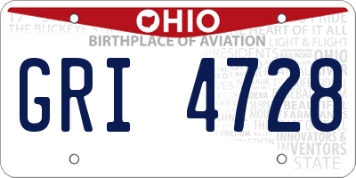 OH license plate GRI4728