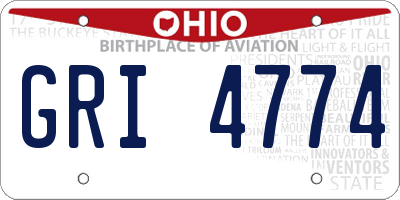 OH license plate GRI4774