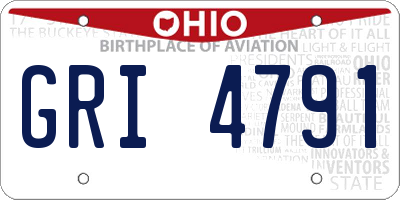 OH license plate GRI4791