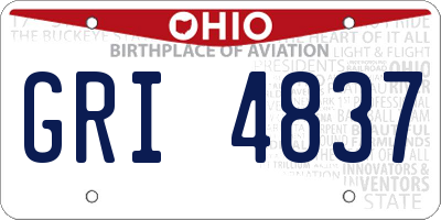 OH license plate GRI4837